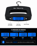 Balança Digital Portátil 50kg com Gancho em Aço Inox, Visor LCD e Trena Integrada