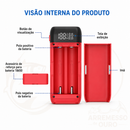 Lanterna Carregador LiitoKala Lii-MP2 para Baterias 18650 e 21700 e Tela LCD