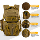 Mochila Impermeável 45L a 66L com Porta Varas, Compartimentos Modulares, Capa de Chuva e Grande Capacidade