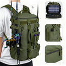 Mochila Tática Multifuncional Impermeável com Suporte para Varas e Grande Capacidade
