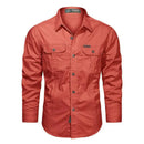 Camisa Cargo Slim Fit Masculina Manga Longa