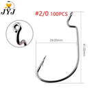 Anzol Offset JYJ para Soft Baits | Aço Carbono de Alta Resistência | 100 Unidades