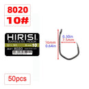 Anzol Hirisi 8020 Sem Fisga Revestido em PTFE | Aço Carbono Premium com Olhal | 50 Unidades