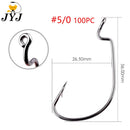 Anzol Offset JYJ para Soft Baits | Aço Carbono de Alta Resistência | 100 Unidades