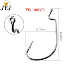 Anzol Offset JYJ para Soft Baits | Aço Carbono de Alta Resistência | 100 Unidades