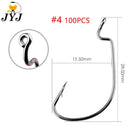Anzol Offset JYJ para Soft Baits | Aço Carbono de Alta Resistência | 100 Unidades