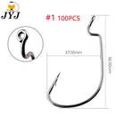 Anzol Offset JYJ para Soft Baits | Aço Carbono de Alta Resistência | 100 Unidades