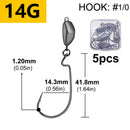 Jig Head Bullet com Anzol Offset | 5 Unidades | Pesos de 3,5g a 14g | Alta Penetração