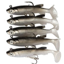 Kit 5 Iscas Soft Shad 8cm com Anzol Integrado Nado Realista