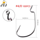 Anzol Offset JYJ para Soft Baits | Aço Carbono de Alta Resistência | 100 Unidades