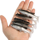 Kit 5 Iscas Soft Shad 8cm com Anzol Integrado Nado Realista