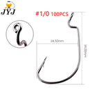 Anzol Offset JYJ para Soft Baits | Aço Carbono de Alta Resistência | 100 Unidades