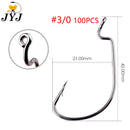 Anzol Offset JYJ para Soft Baits | Aço Carbono de Alta Resistência | 100 Unidades