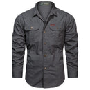 Camisa Cargo Slim Fit Masculina Manga Longa